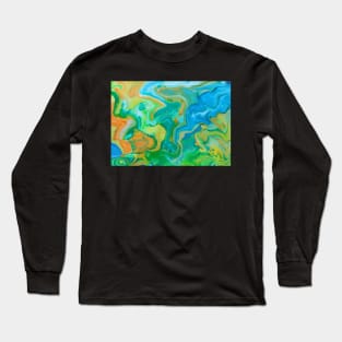 Spring Vibes Liquid Marble Ink Long Sleeve T-Shirt